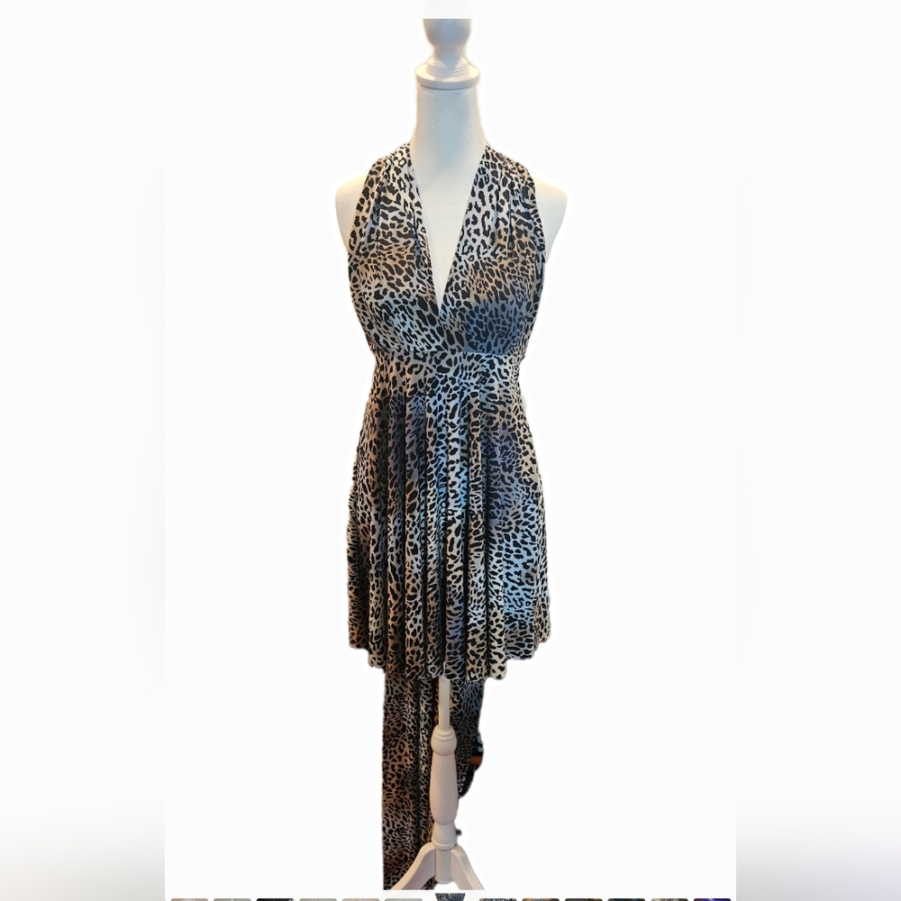 MODA International Blue and Brown Leopard print Dress